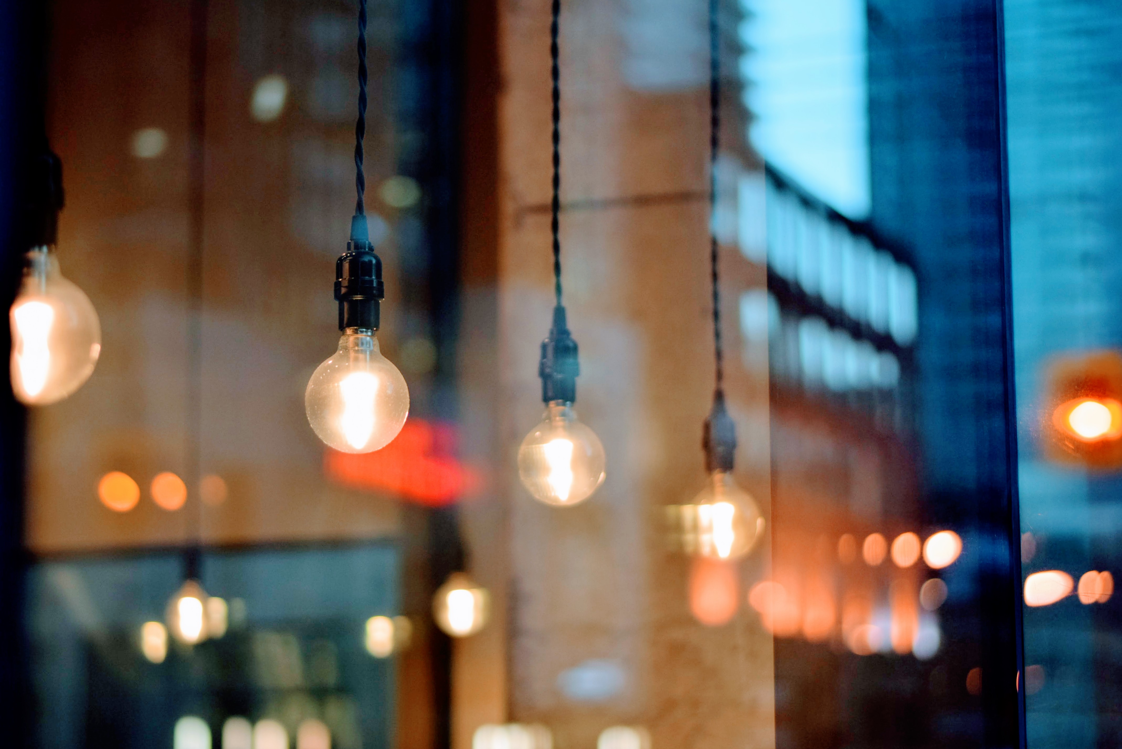 Hanging bulbs in window